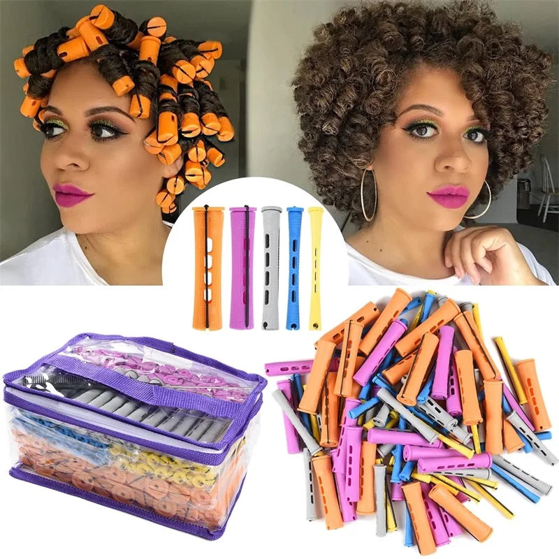 100pcs Perm Curling Rods Set for Natural Hair Styling - Multiple Sizes