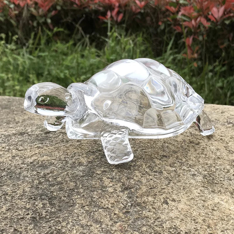 Miniature Tortoise Figurine Feng Shui Lucky Home Office Desk Decor Crystal Turtle