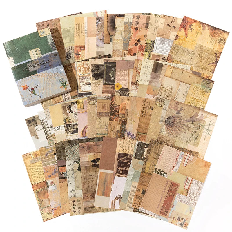 100 pcs Vintage Scrapbooking Paper Set for DIY Album & Craft Projects - Multiple Colors