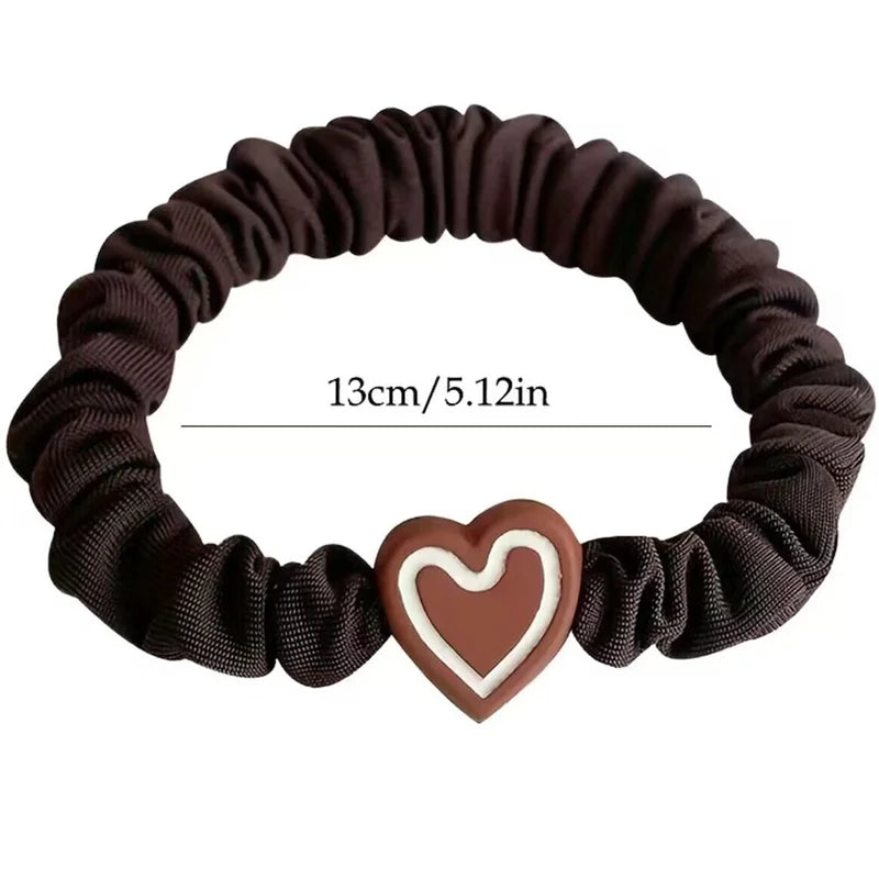 Set of 5/10/20 Simple Style Hair Ties with Heart Decor Braided Rope Ponytail Holders