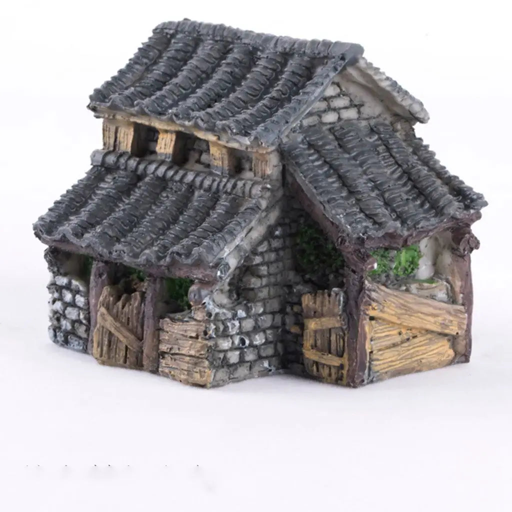 Resin Miniature House Figurines for Home Decor Fairy Garden Bonsai Micro Landscape