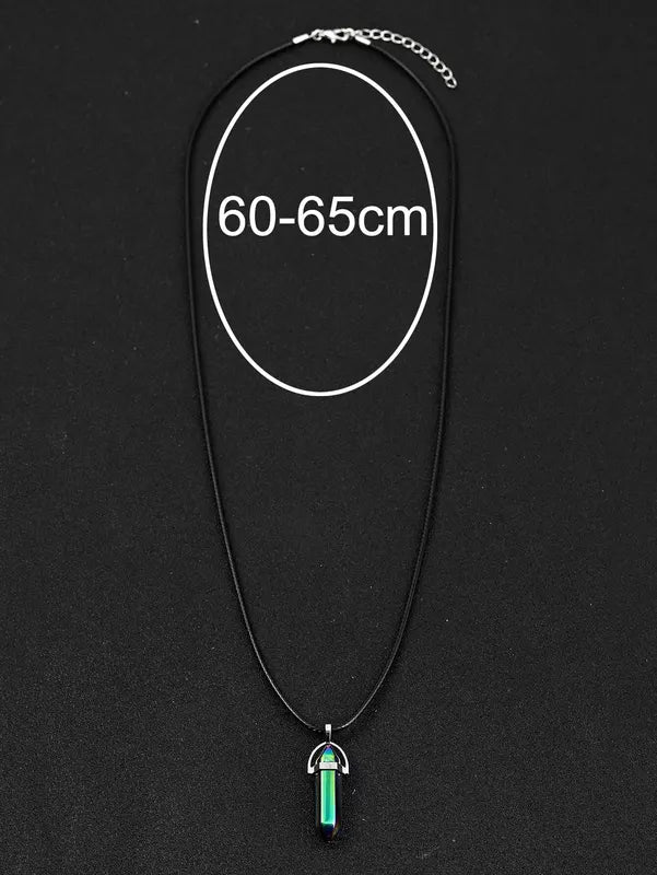 Set of 7 Crystal Hexagonal Column Necklaces for Women and Men - Healing Gemstone Jewelry