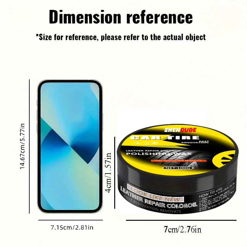 Car Plastic Restorer 100g Black Shine Wax for Interior Leather Panel Repair