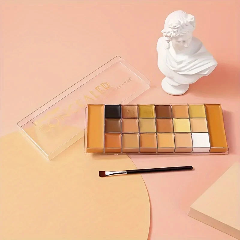 20-Color Earth Tone Eyeshadow Palette with Brightening Concealer & Mini Brush