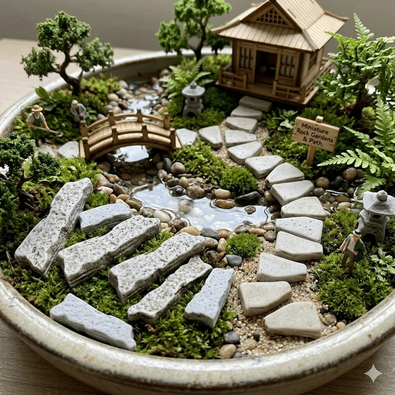 30pcs Realistic Miniature Stone Path Tiles for DIY Diorama and Model Building