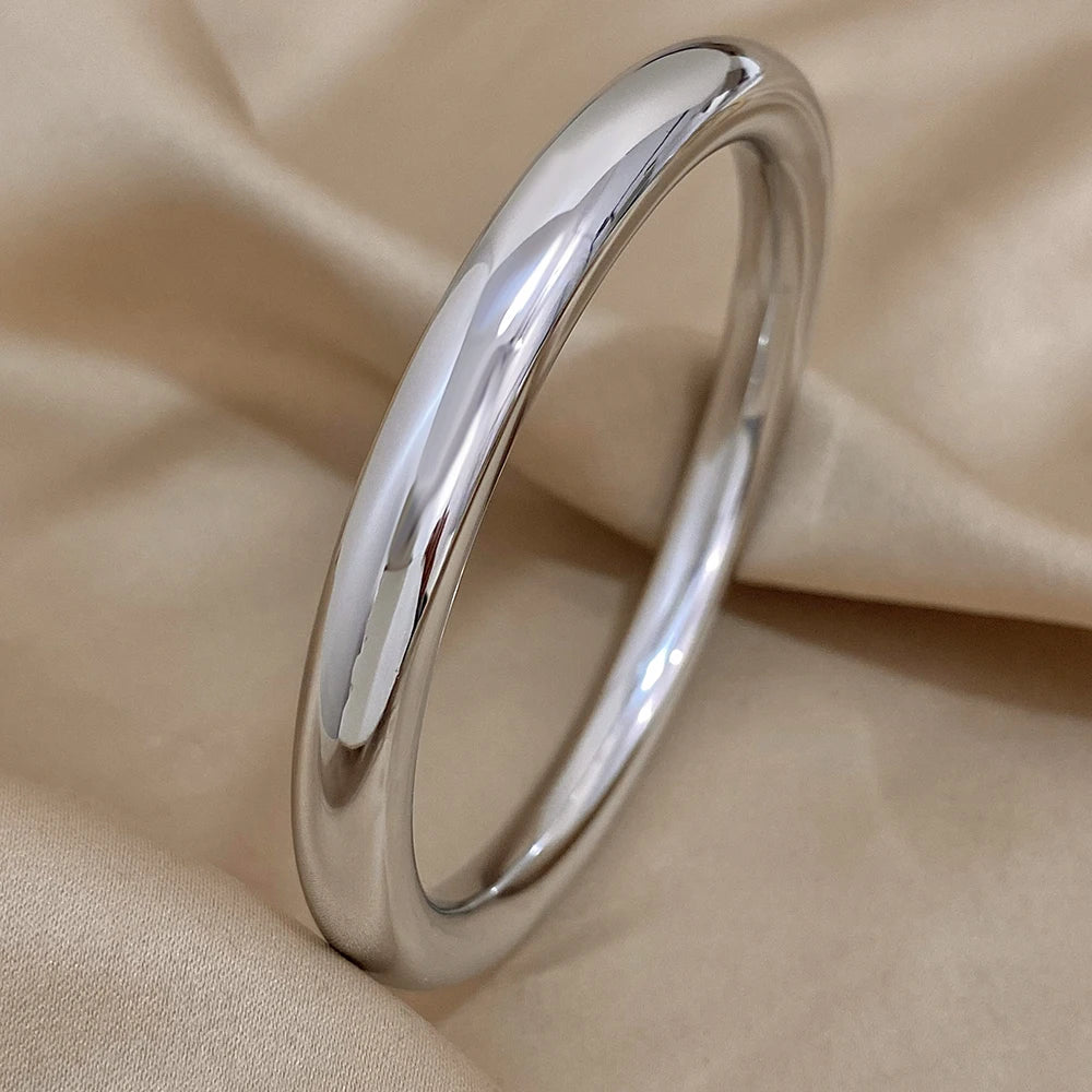 Solid Color Stainless Steel Cuff Bracelet for Women - Waterproof Jewelry Gift