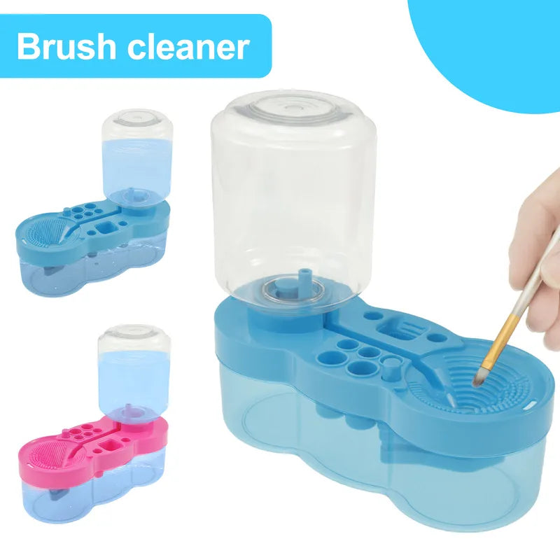 Automatic Paint Brush Washer with Drain Button Water Circulation Art Cleaning Tool