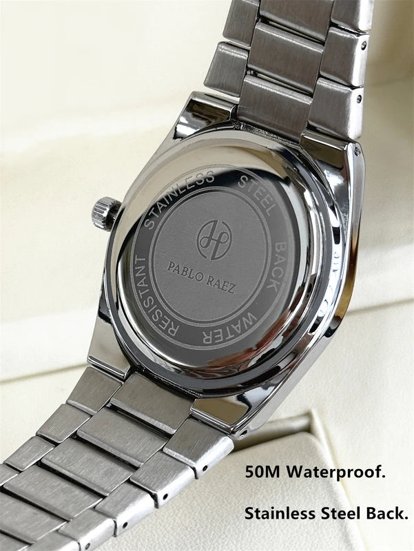 Luxury Quartz Men’s Waterproof Luminous Wristwatch with Stainless Steel Band