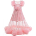 Kids Pink Ruffle Princess Costume Dress for Halloween & Parties