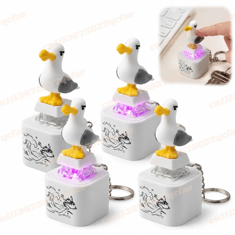 USB Clicky Keyboard Fidget Keychain with LED Sound and Light - Compact Desk Accessory