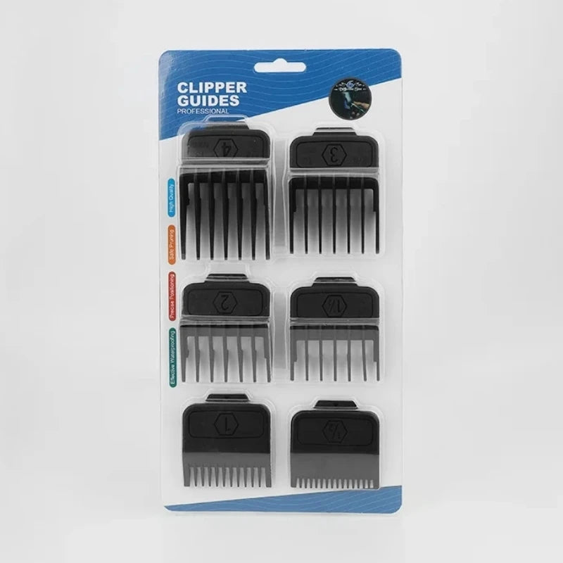 6-Pack Magnetic Hair Clipper Comb Guards for Wahl & Salon Use - Black