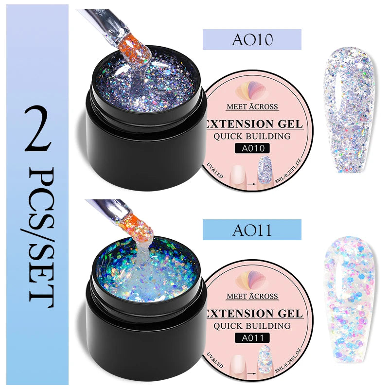 Nail Extension Gel Kit 2Pcs UV & LED Fast-Drying French Style Nail Art