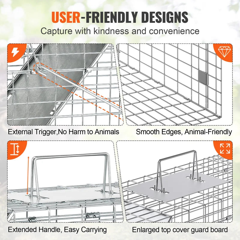 Humane Animal Trap Cage for Cats, Squirrels, Raccoons, and Small Wildlife