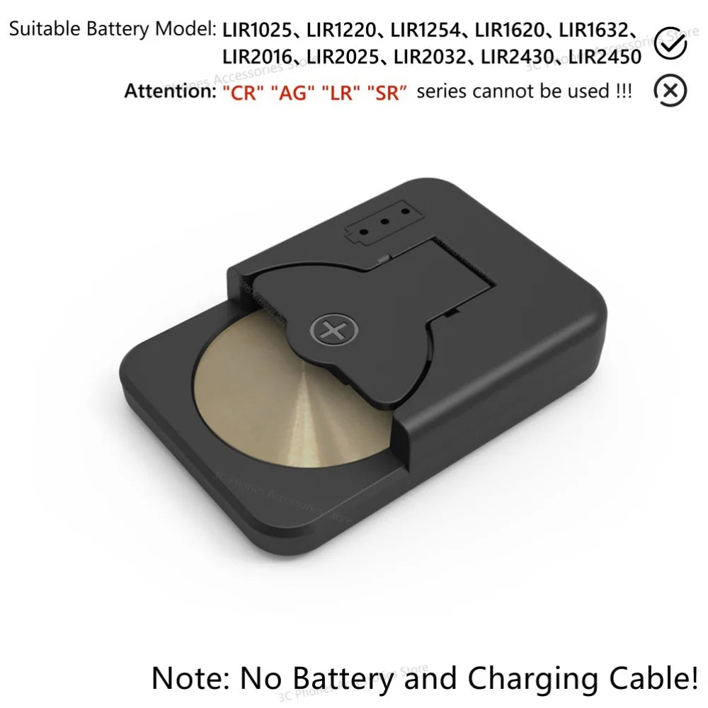 Rechargeable Coin Cell Battery Charger Type-C Port for LIR1025-2450 Batteries