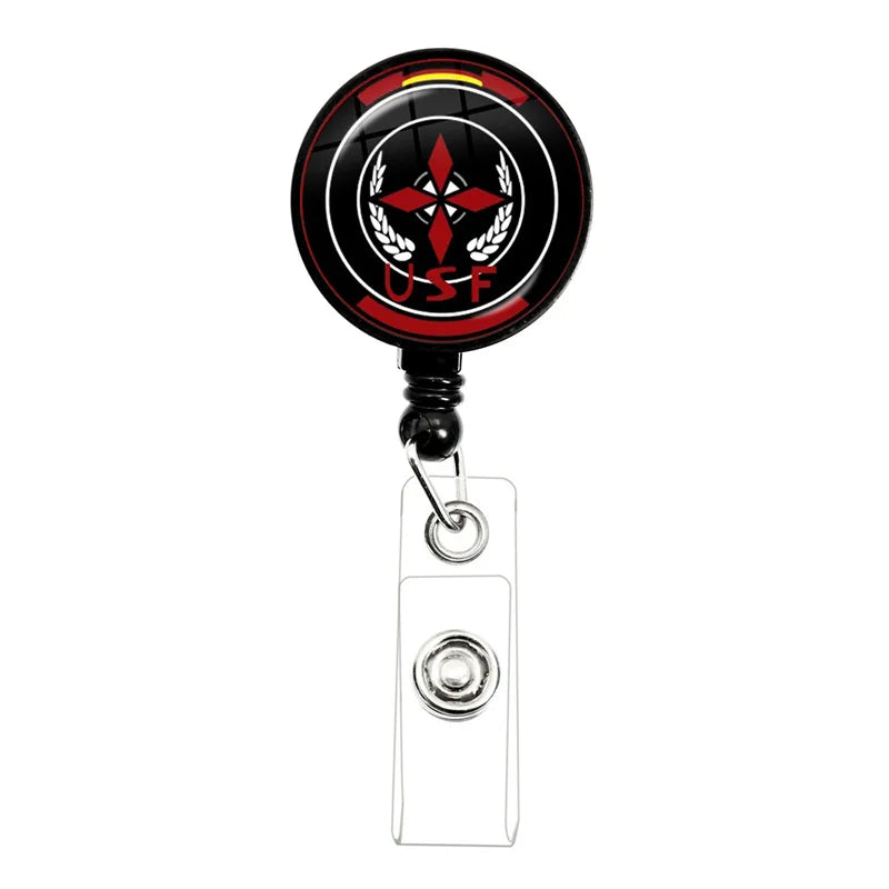 Retractable Badge Reel with Umbrella Display ID Card Holder for Staff