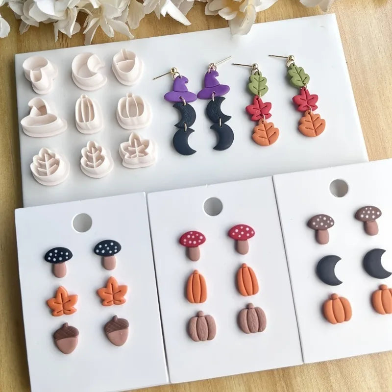 Fall Harvest Polymer Clay Cutters Set for Halloween Jewelry Making - 9 Pcs