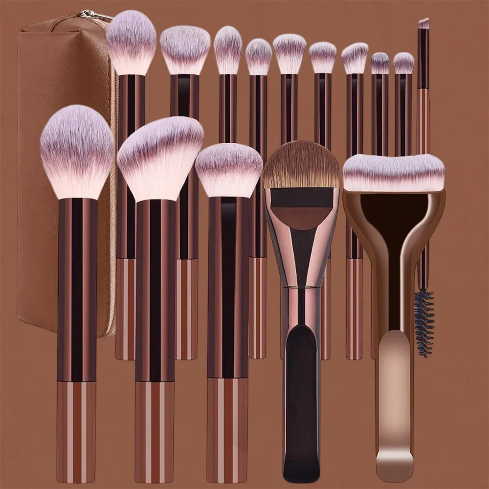 16-Piece Soft Bristle Makeup Brush Set for Foundation Eyeshadow Blush Professional Cosmetic Tools
