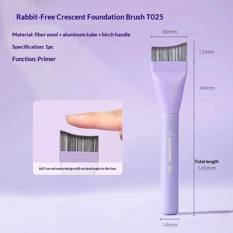 Ultra Thin Moon Shape Foundation Brush - Flat Top Angled Kabuki for Liquid Makeup & Concealer