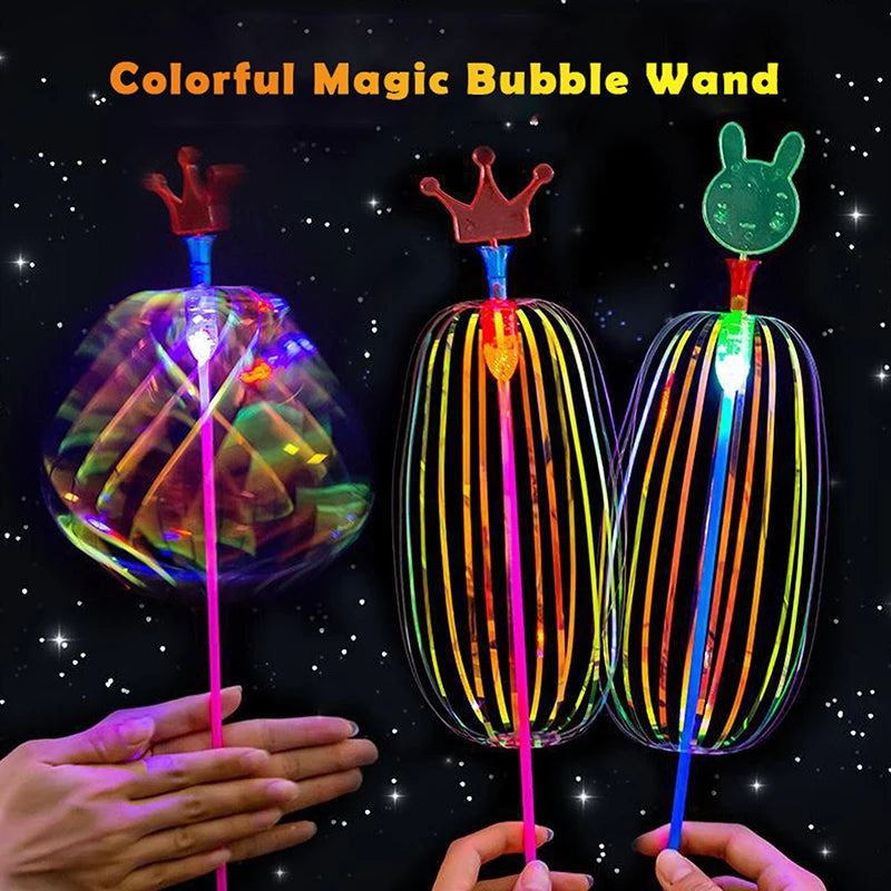 Rainbow LED Bubble Wand Toy - Colorful Luminous Kids Party Favors