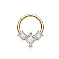 Cubic Zirconia Flower Nose Ring - Hinged Segment Septum Clicker Jewelry