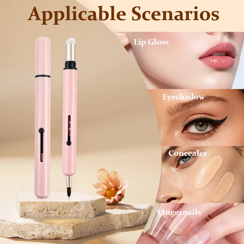 Retractable Lip Brush with Silicone Blending Head - Makeup Applicator Tool
