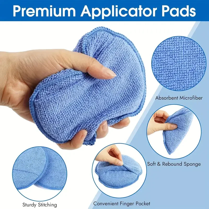 Car Detailing Applicator Pads Set - Microfiber Foam Sponges for Waxing & Polishing
