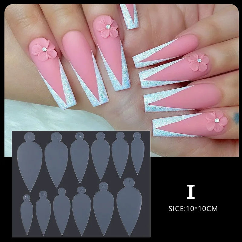 12pcs Matte Nail Art Paperless Tray Set for Manicure Decorations, Adhesive Nail Accessories