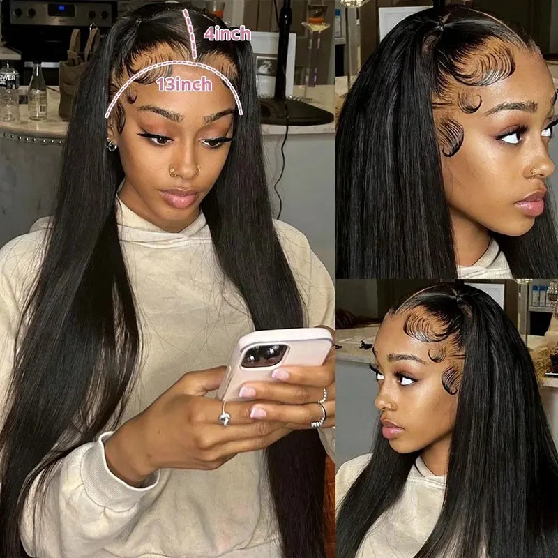 HD Lace Frontal Wig Human Hair 13x6 & 13x4 Styles, Straight, 200-250% Density