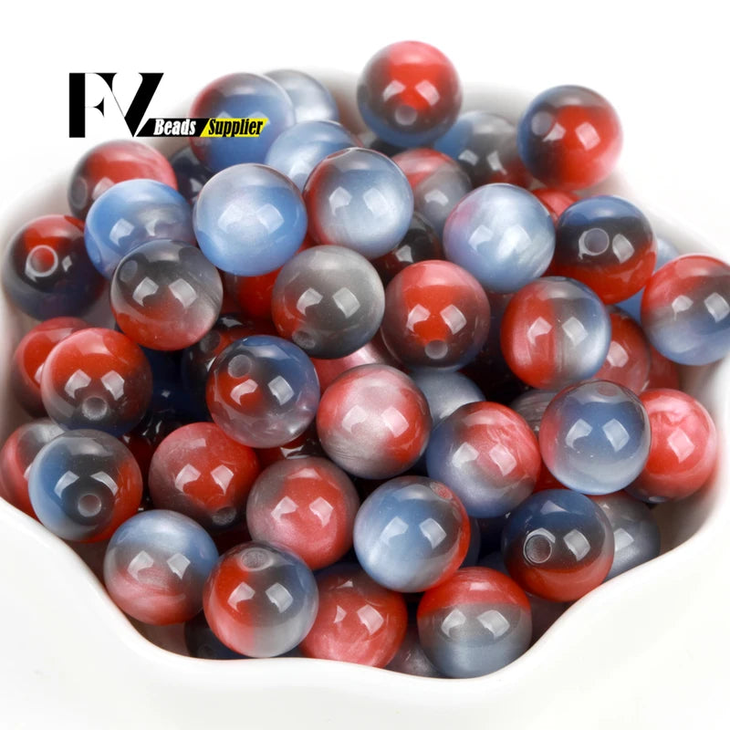 Imitation Cat Eye Round Beads for Jewelry Making - 8-20mm, Assorted Colors, 100pcs