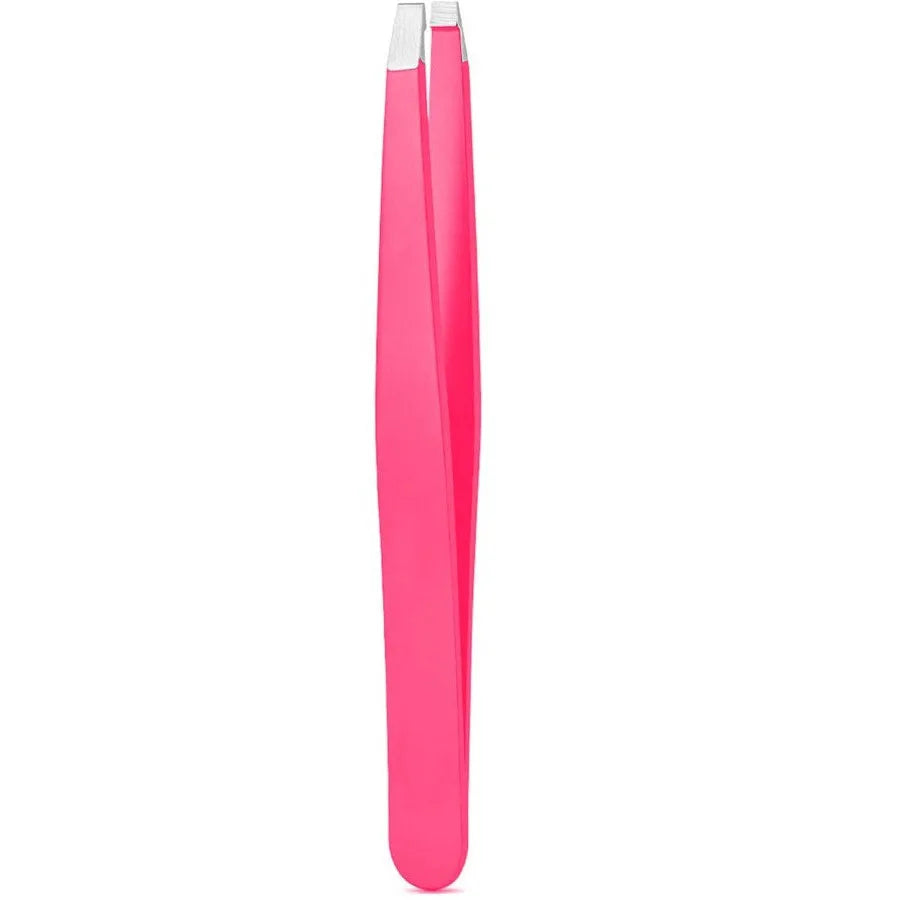 Stainless Steel Eyebrow Tweezer Set with Slant and Flat Tips - Black & Color Variations