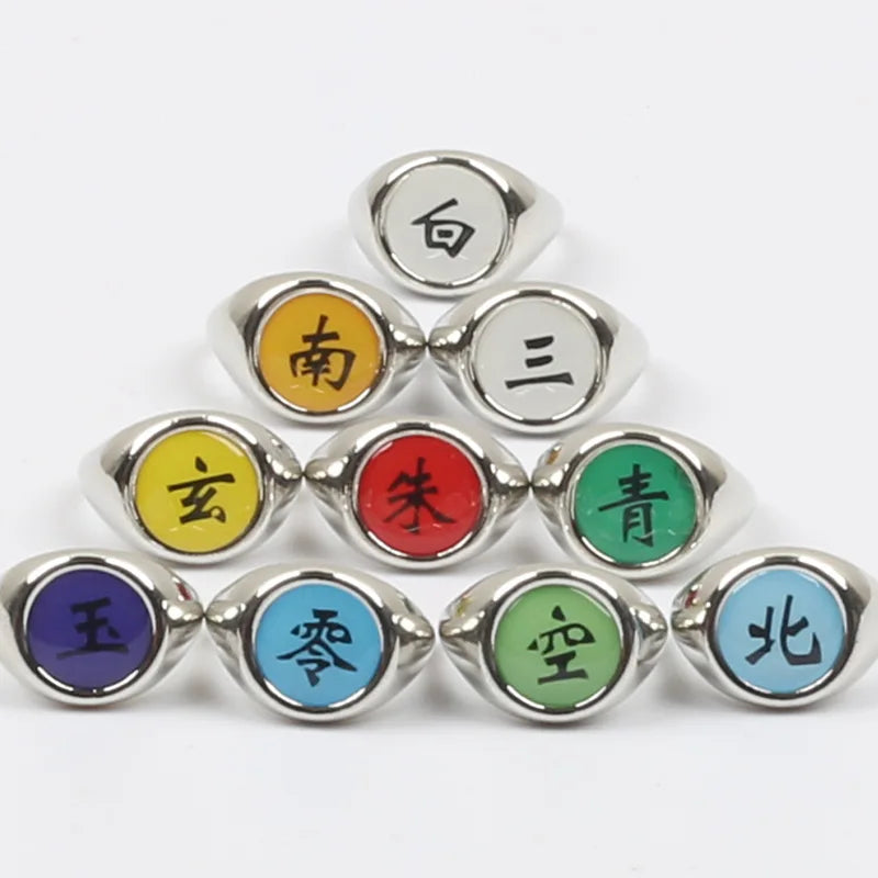 10PCS Anime Akatsuki Itachi Metal Rings Cosplay Accessory Action Figures Gift