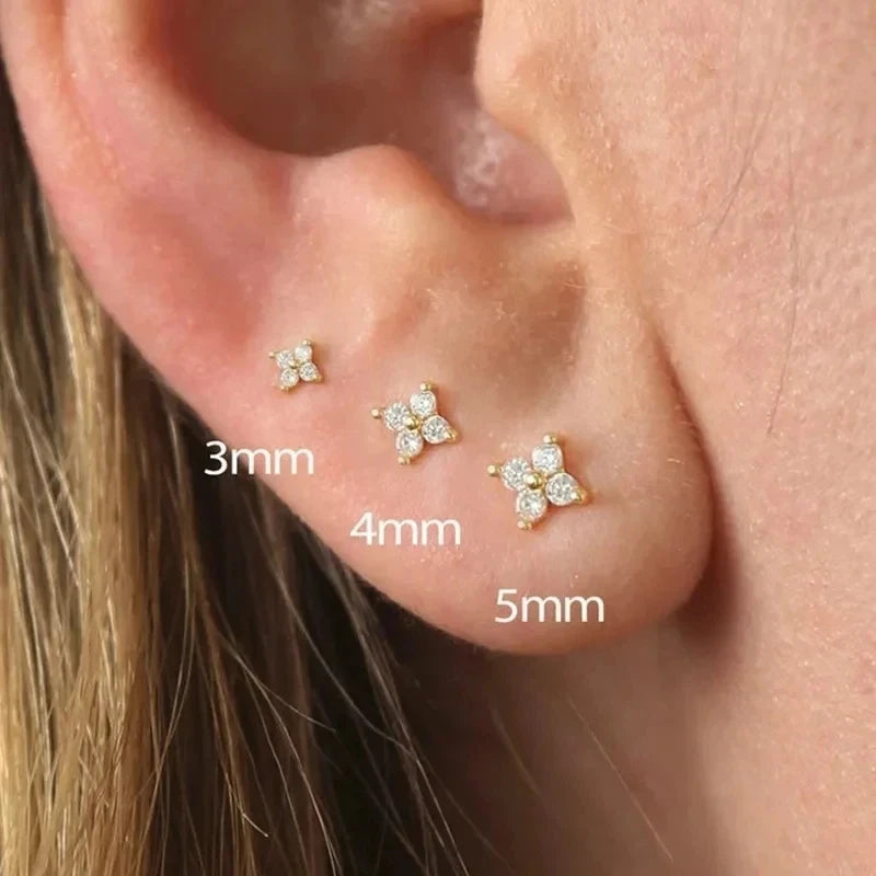 Mini Flower Earrings for Women Hypoallergenic Zircon Crystal Jewelry Gift