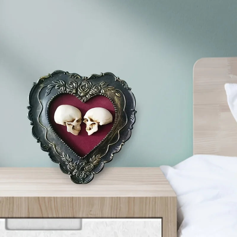 Skull Heart Love Statue for Wedding Halloween Home Decor - Party Decoration