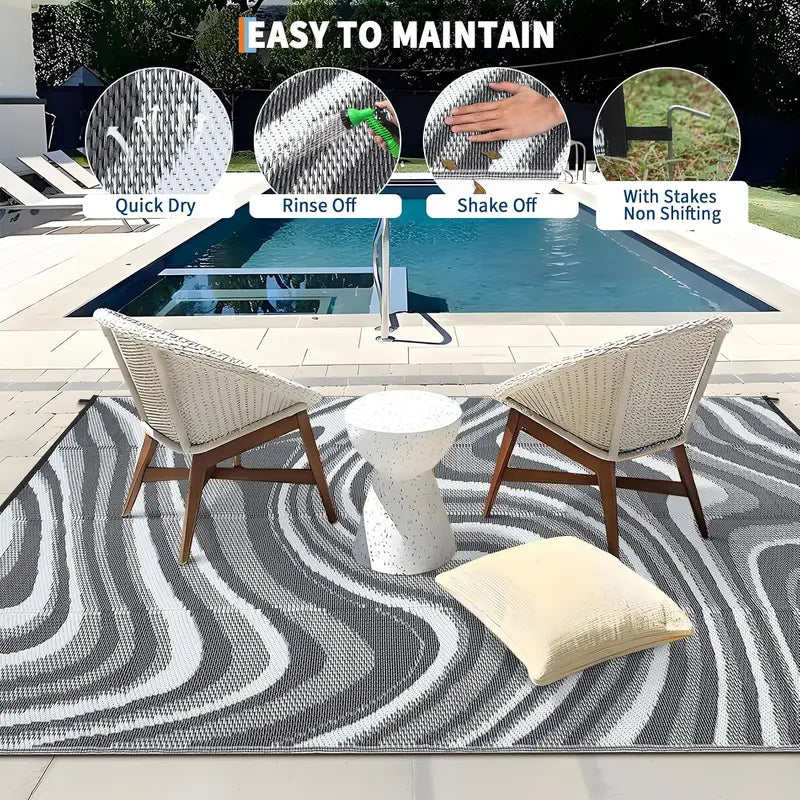 Waterproof Outdoor Rug 10x14ft - Reversible UV-Resistant Camping & Picnic Mat