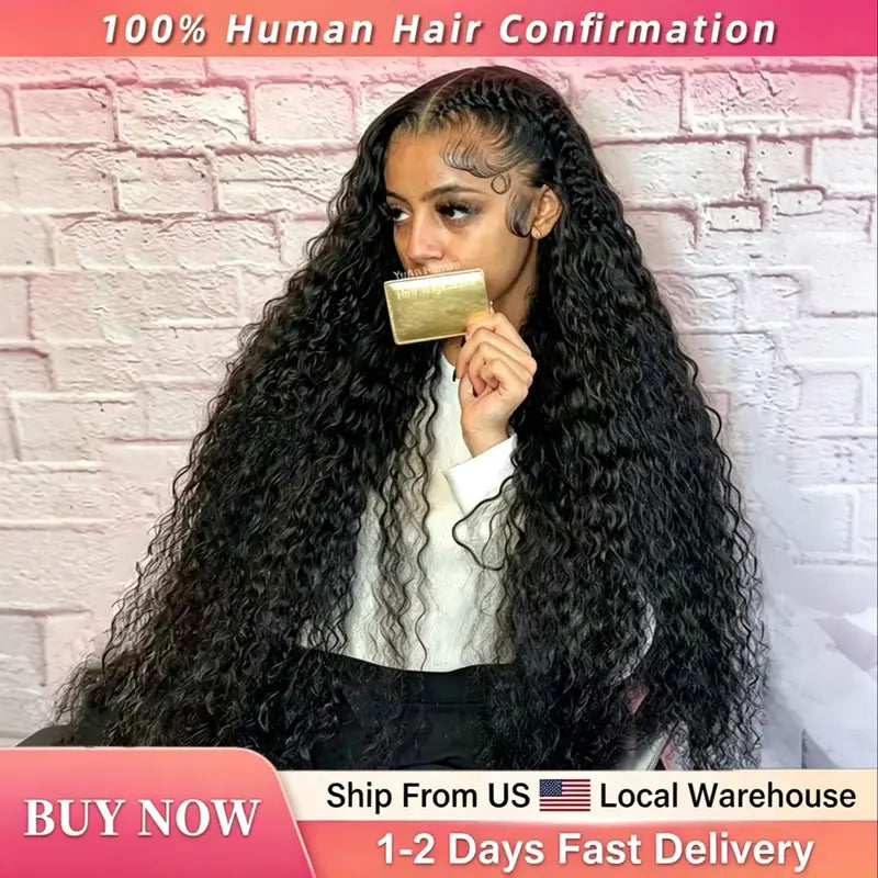Deep Wave Lace Frontal Wig 13x4 13x6 HD Transparent Human Hair Curly Wigs