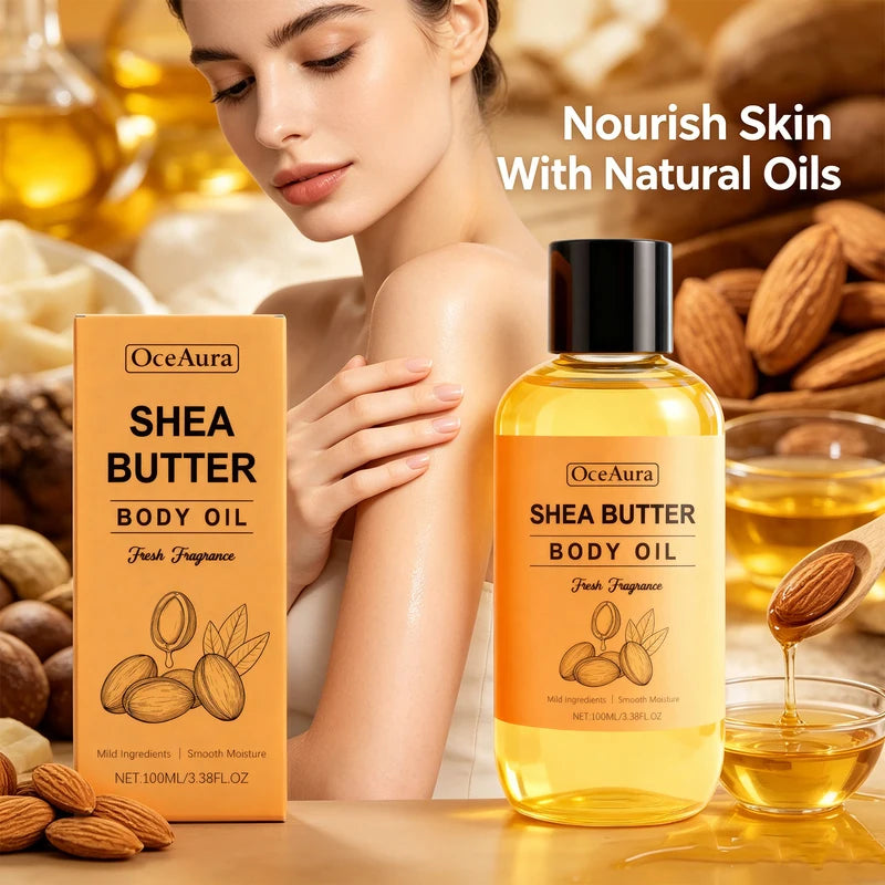 Shea Butter Body Oil for Dry Skin Nourishing Hydration 100ml - Fast Absorbing Moisturizer