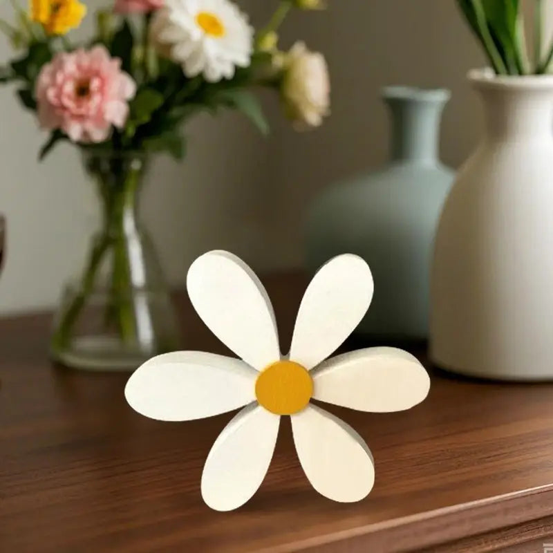 Wooden 3D Daisy Flower Decorations Set for Nursery & Home Decor