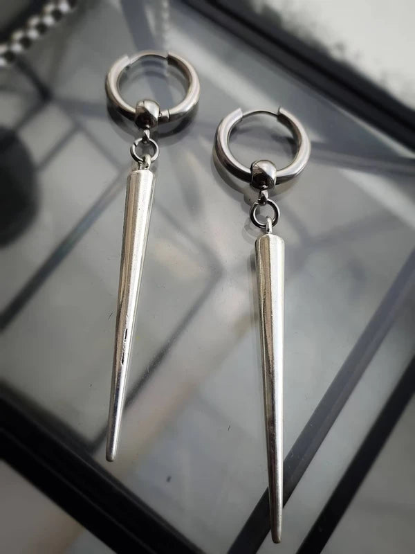 Large Spike Huggie Hoop Earrings Gothic Punk Emo Alternative Jewelry for Women & Men