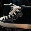 Gothic Halloween Shoe Chain with Spider Web & Spider Accent - Punk Dark Style Shoe Decoration