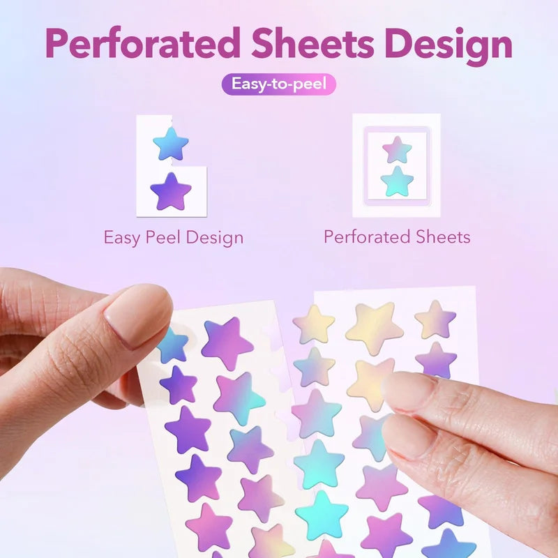 Star-Shaped Multi-Color Acne Patches - Gentle, Non-Irritating Cover for Blemishes
