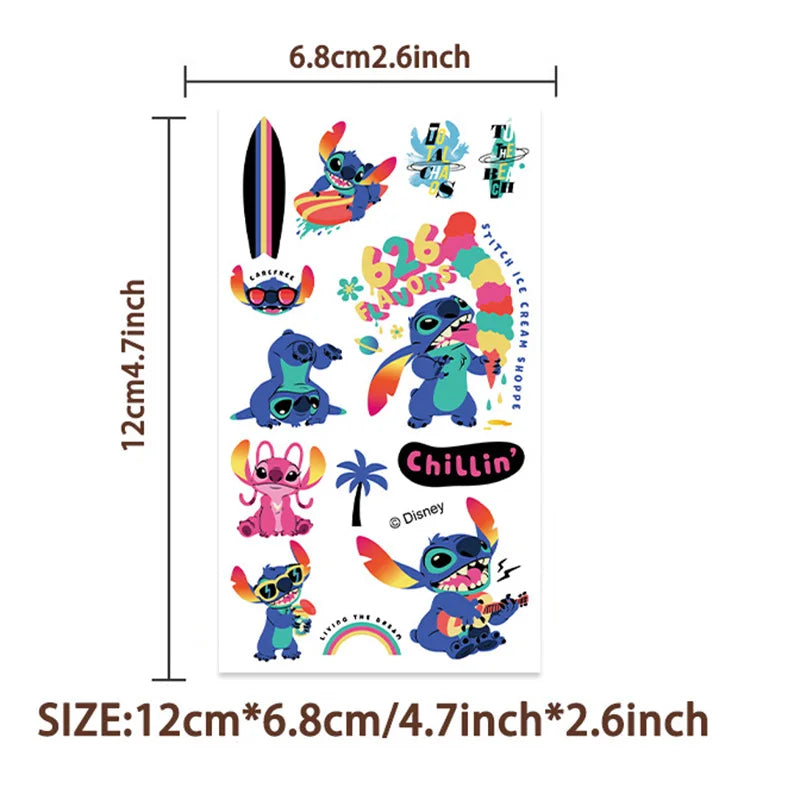 10pcs Cartoon Interstellar Baby Stitch Temporary Tattoo Stickers Halloween Party Body Art
