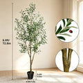Artificial Olive Tree Indoor Floor Plant - 5.25FT, 6.10FT, 7.10FT Tall Faux Tree with Natural Trunk and Lifelike Fruits