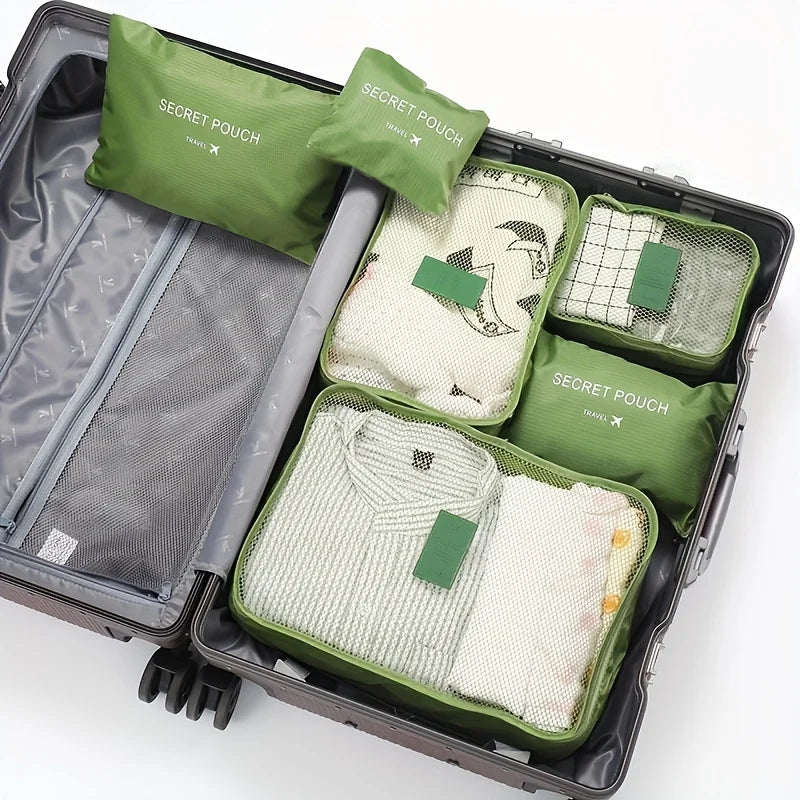 6-Piece Waterproof Travel Storage Bags Set for Clothes & Essentials