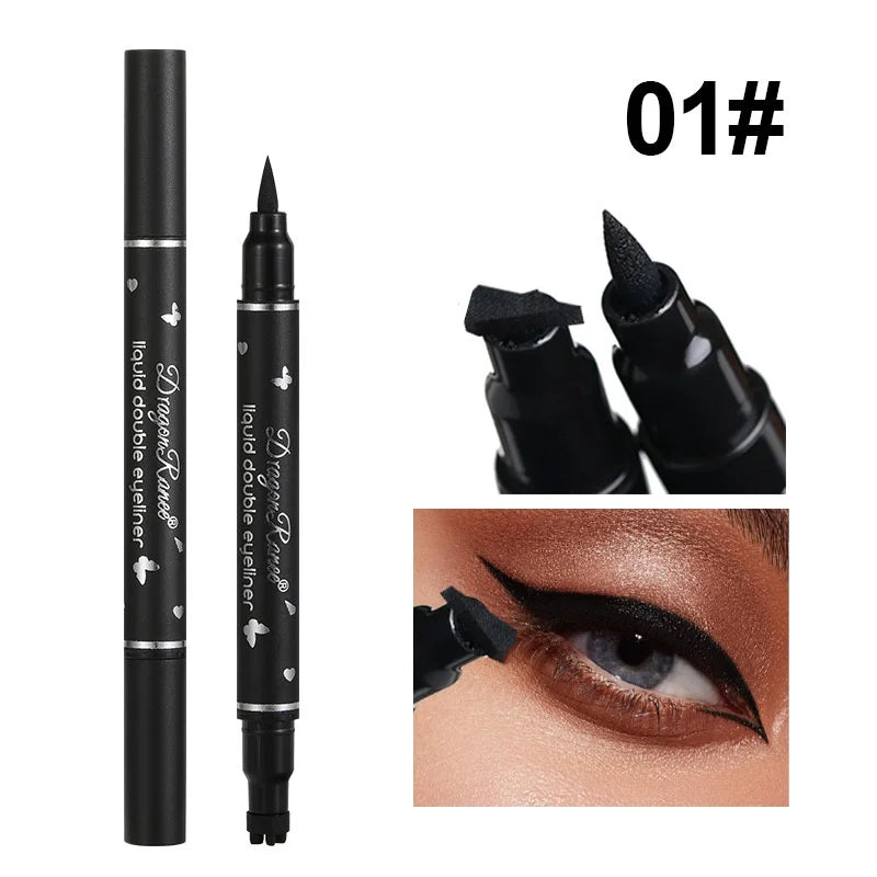 Double-Ended Waterproof Eyeliner Pen - Smudge-Proof Liquid Makeup