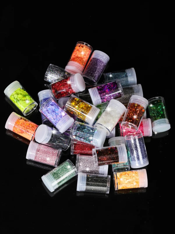 Chunky Holographic Glitter for Face Eyes Lips Nails Hair - Festival Cosmetic Sparkle Set