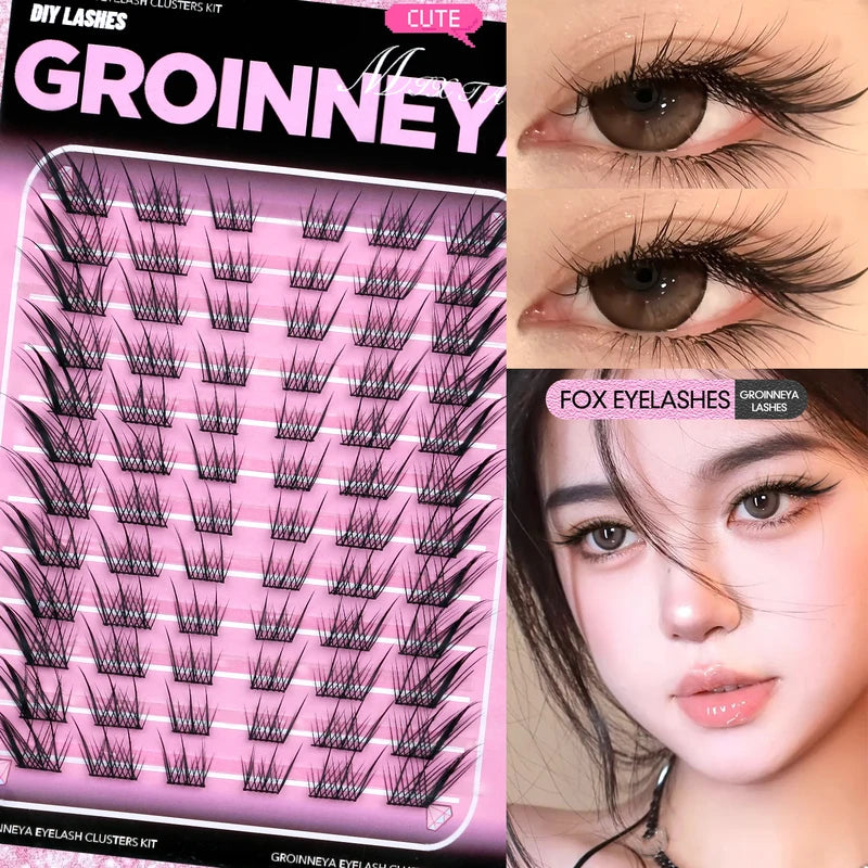False Eyelash Clusters Kit with Winged End Eye Extensions for DIY Makeup