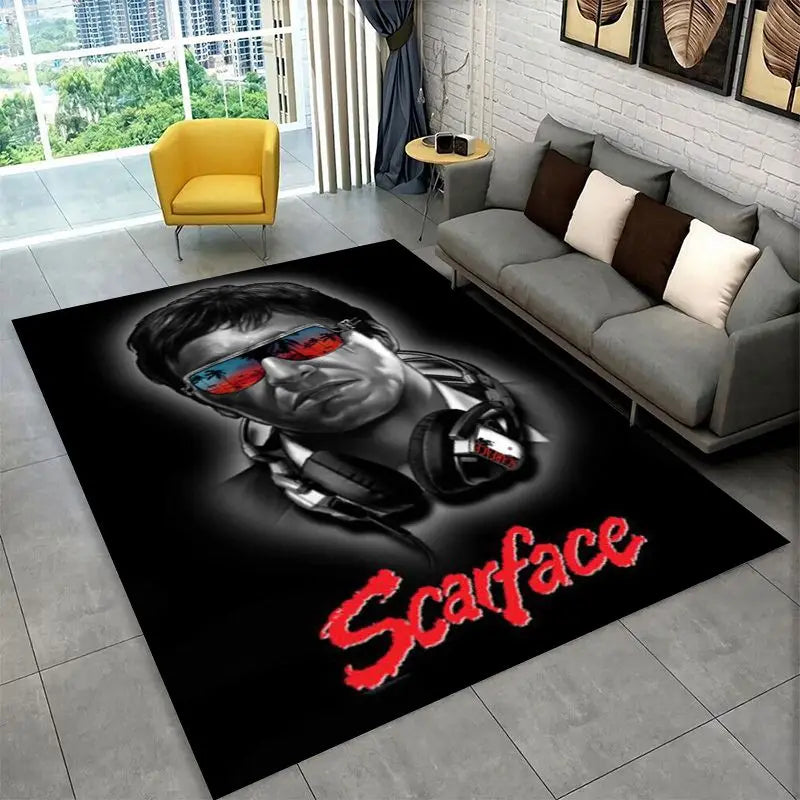 Retro Scarface Movie Carpet Rug for Playroom Bedroom Living Room Home Decor Non-Slip Floor Mat