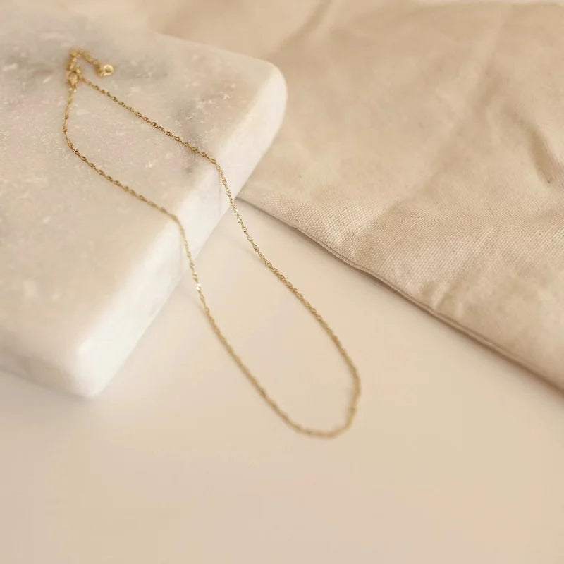 Gold Plated Stainless Steel Chain Necklace for Women Simple Clavicle Jewelry