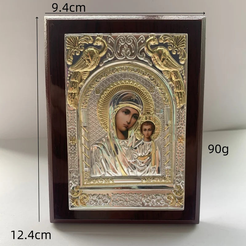 Orthodox Wood Jesus Icon Home Decoration Virgin Mary Cross Religious Wall Art