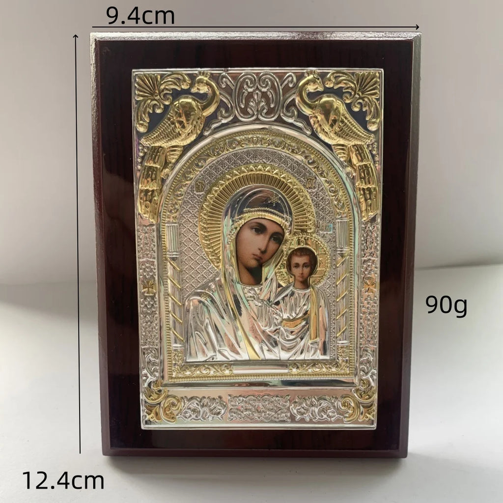 Orthodox Wood Jesus Icon Home Decoration Virgin Mary Cross Religious Wall Art